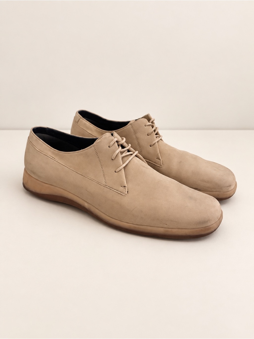 Salvatore Ferragamo Beige Suede Derby Shoes
